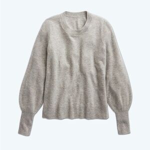 SummerSalt|| Cashmere The Coziest Blend Bishop-Sleeve Sweater, Size small, gray
